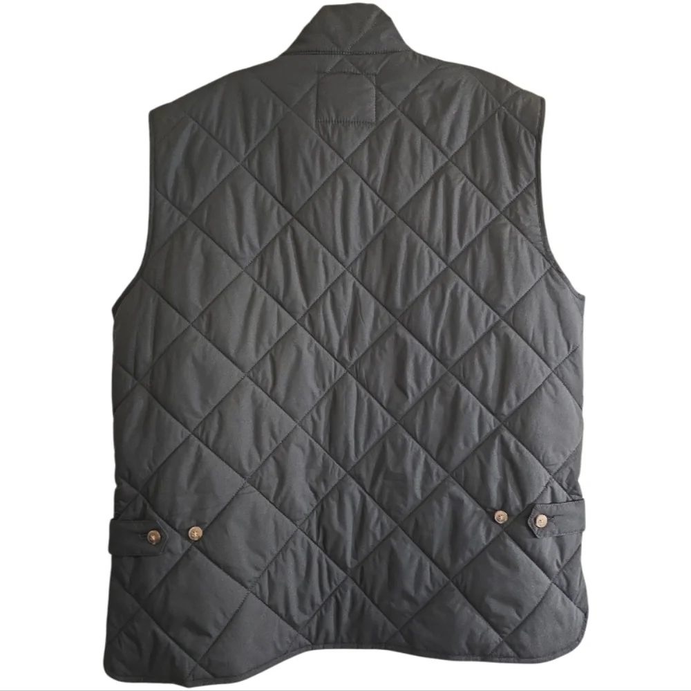 J. Crew Walker Quilted Navy Vest Men's Large Front Zip Pockets Adjustable Back